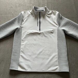 Under Armour 1/4 Zip Sweatshirt Men XL White Gray Loose Stretch Golf Pullover